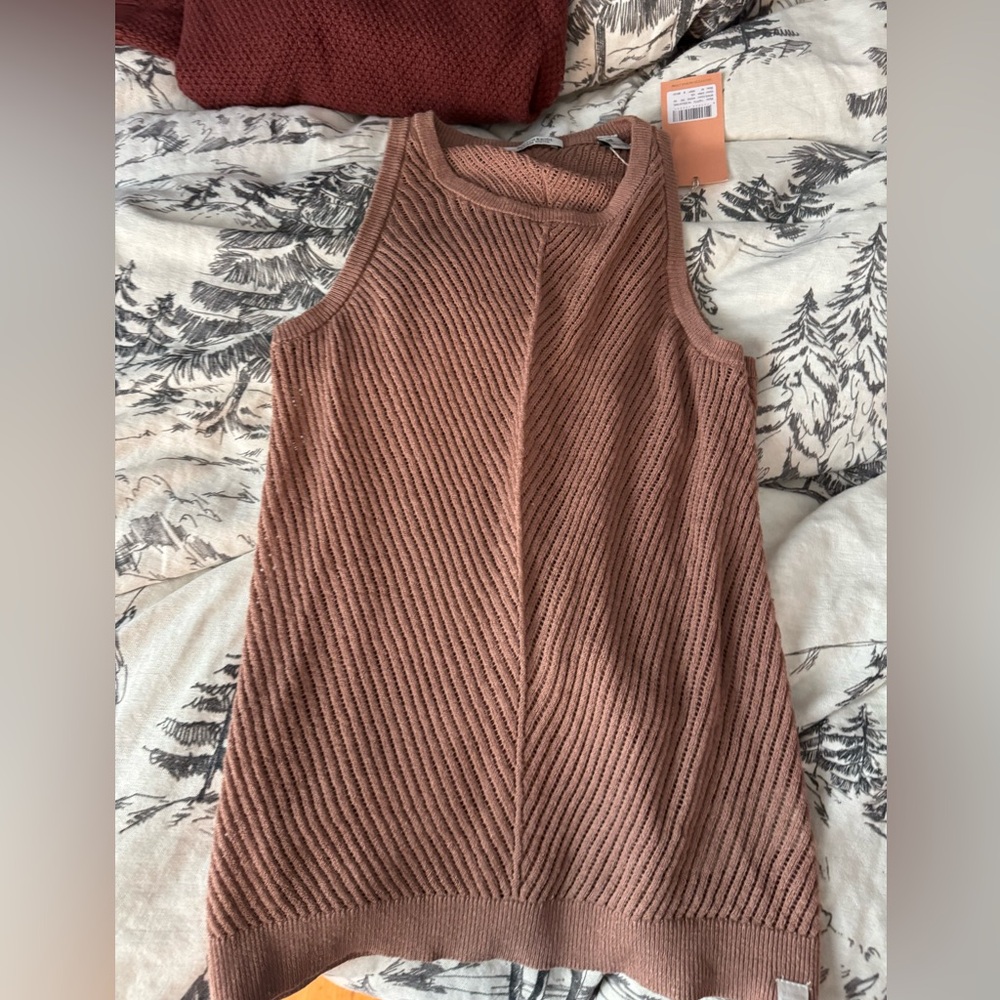 Scotch & Soda Madison Scotch ‘Soraya’ Linen Blend Knit Tank in brown Size M